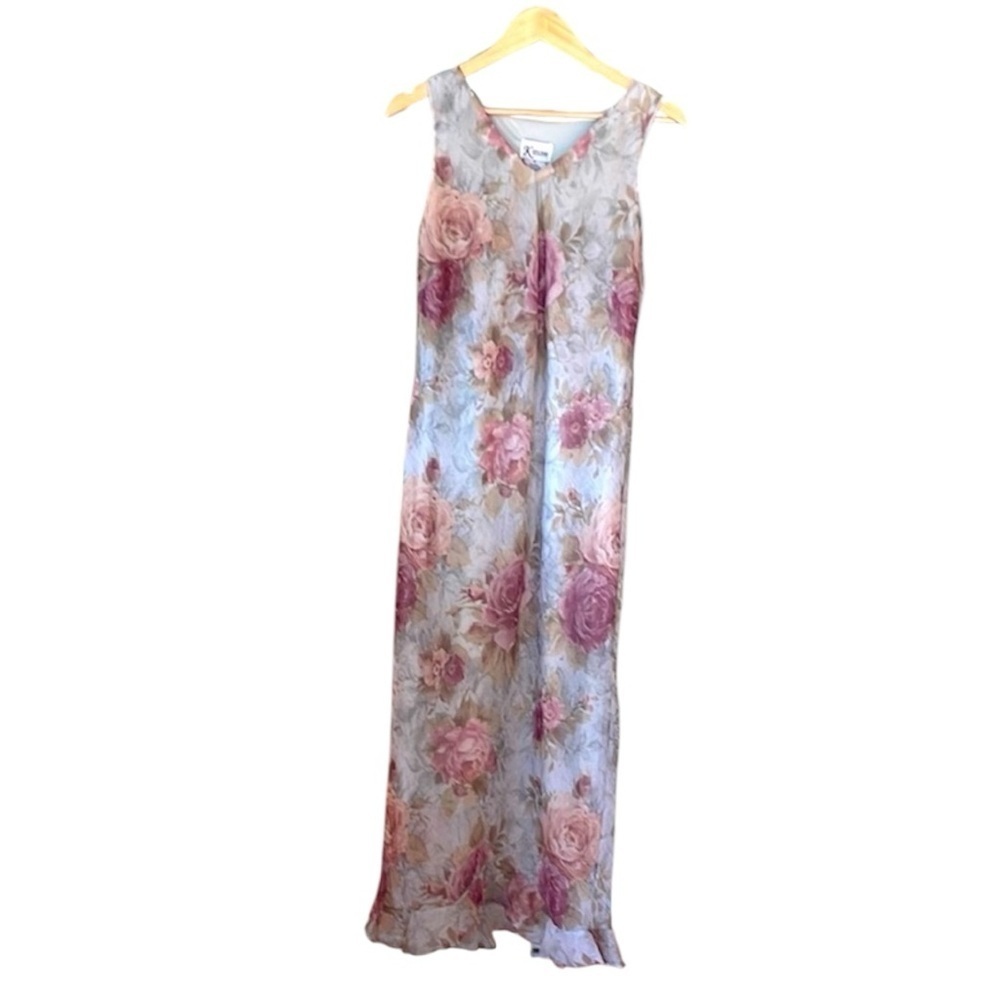 Vintage floral Maxi Dress, elegant, green, rose, K Studio 10